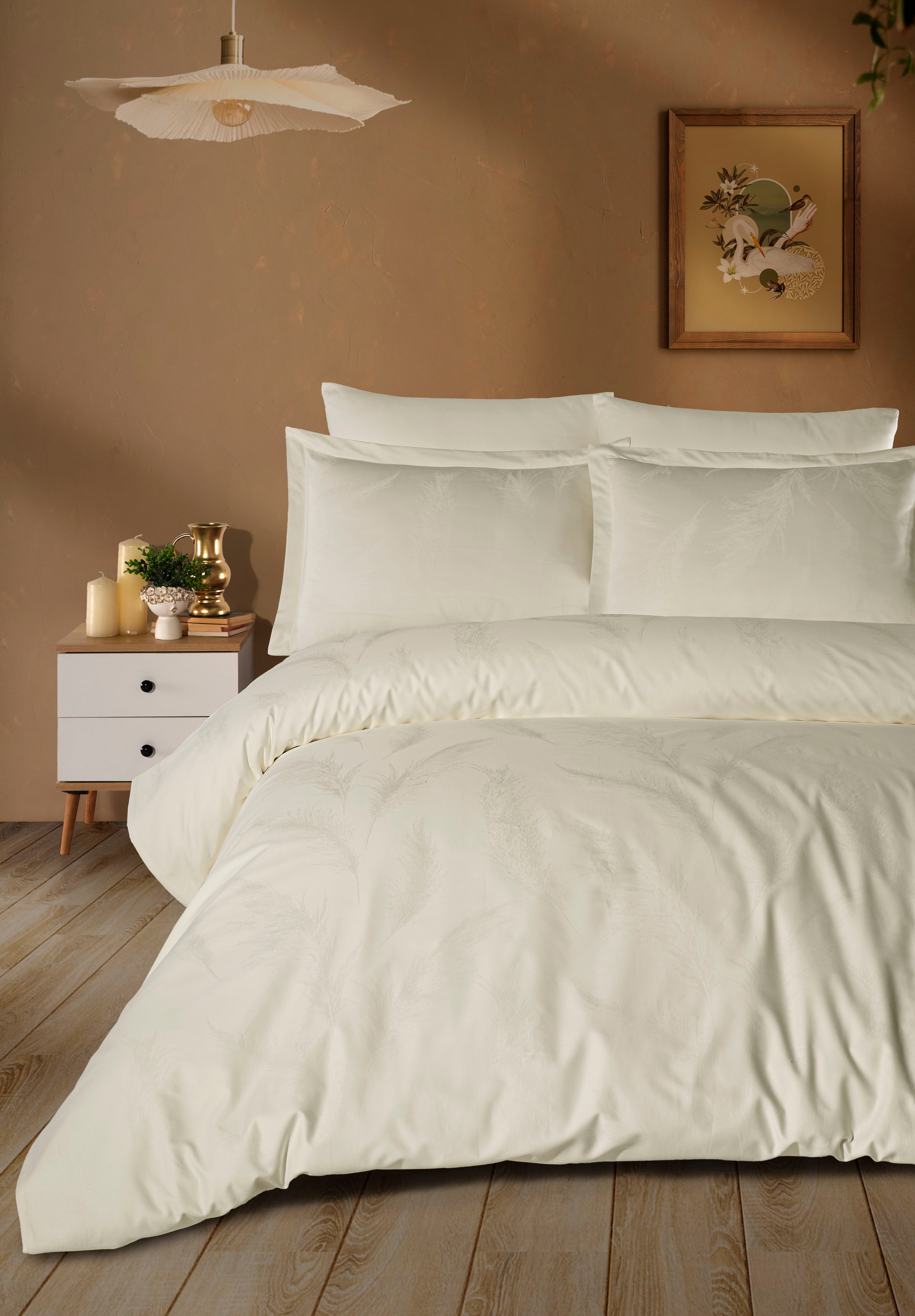 HAZEL Satin Duvet Cover Set / CREAM