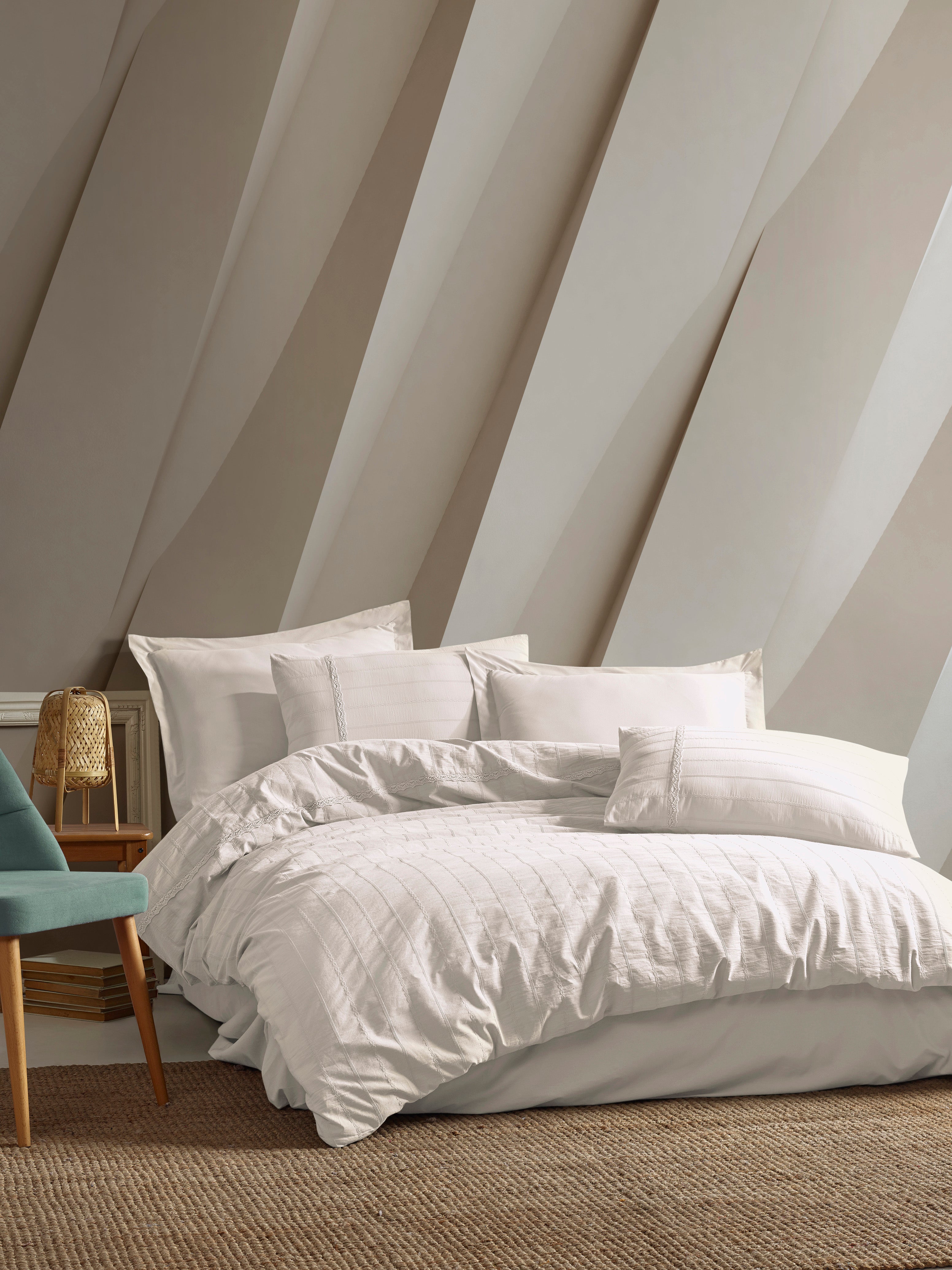 JASMIN Jacquard Duvet Cover Set / CREAM