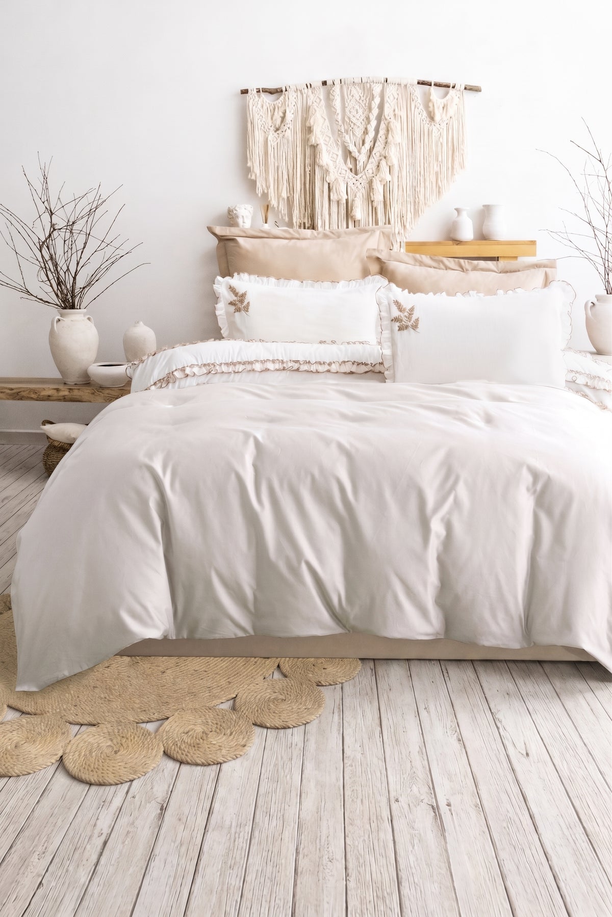 NOVA Beige Jacquard Duvet Cover Set