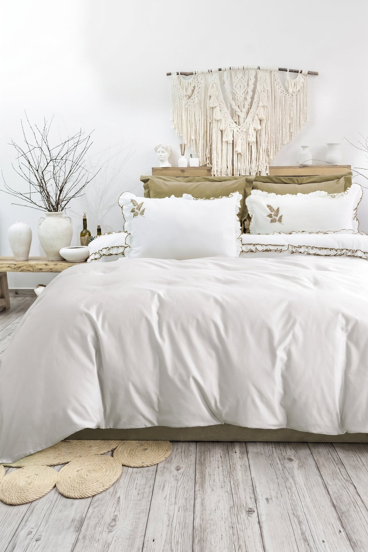 NOVA Khaki Jacquard Duvet Cover Set